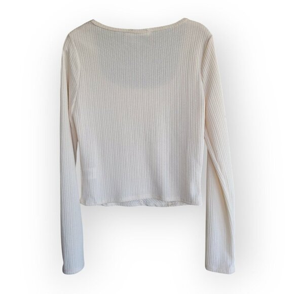 All In Favor Cream Ribbed Square Neck Corset Top Size L - Picture 3 of 8